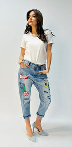 JEANS MOM 7/8 PATCH