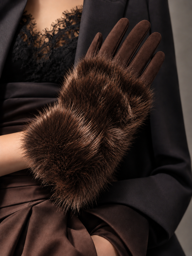 GANTS À MANCHETTES EN FAUSSE FOURRURE