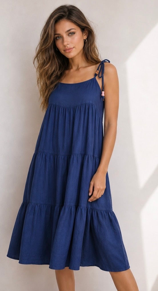ROBE MIDI FLUIDE À BRETELLES