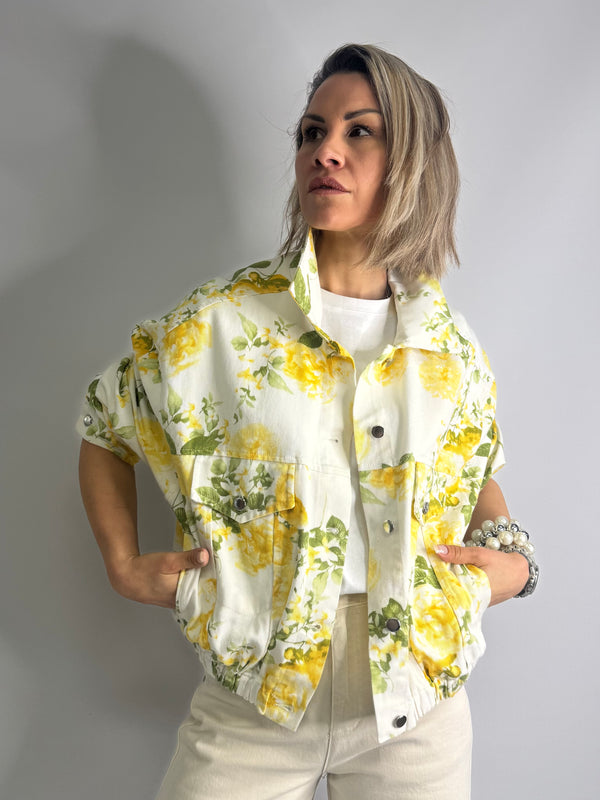 MANTEAU DENIM FLEURI
