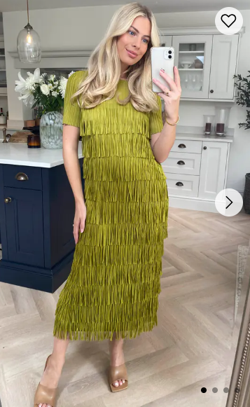 ROBE MIDI À FRANGES PLISSÉES