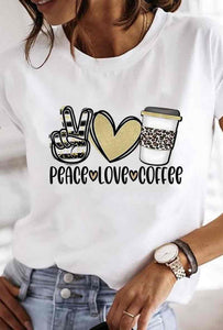 T-SHIRT PEACE LOVE COFFEE